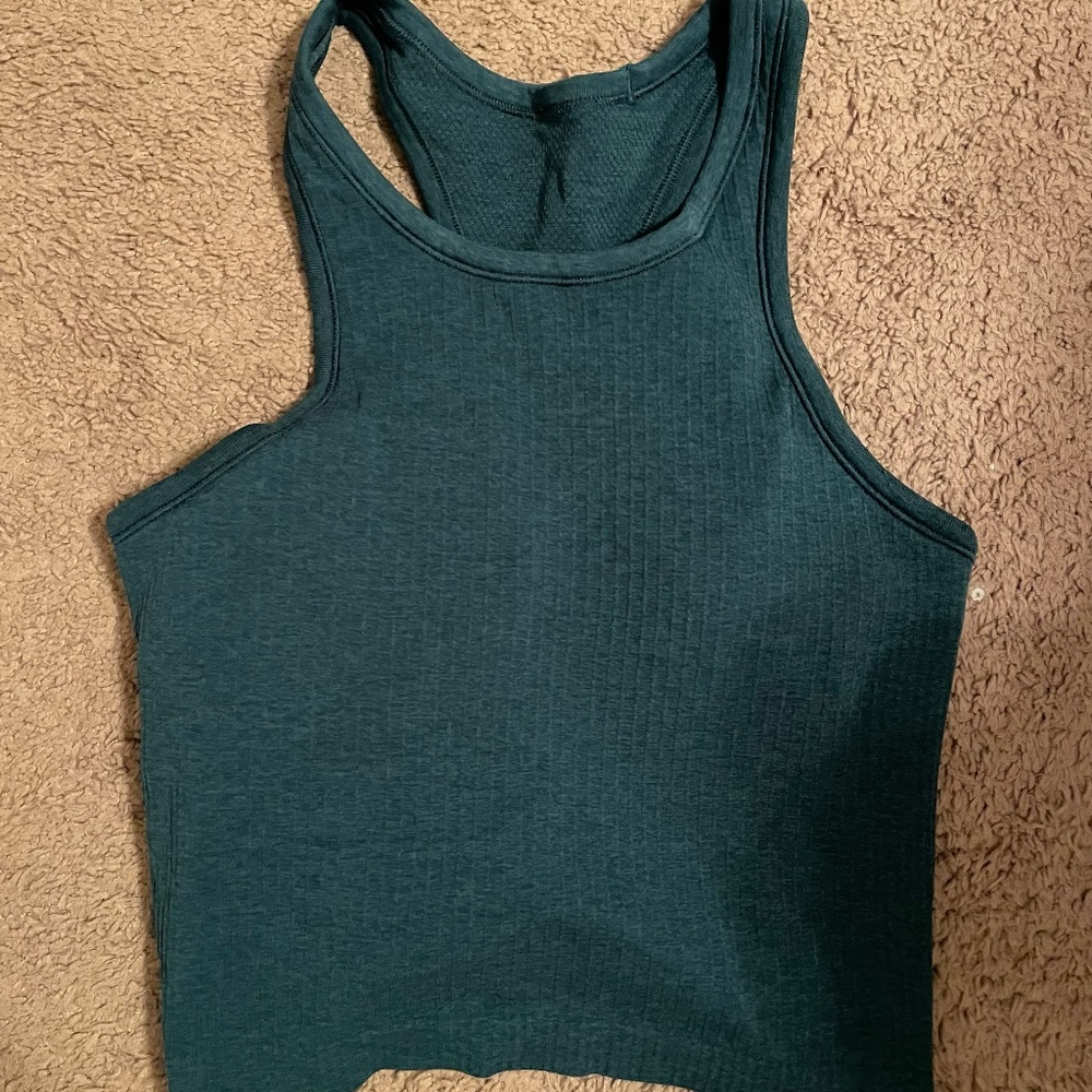 Ebb to Street Cropped Racerback Tank ~ Green Jasper